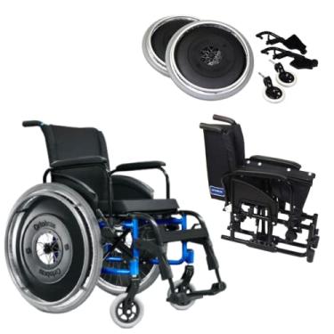Imagem de Cadeira de Rodas em Alumínio Dobrável em X e Desmontável até 120kg AVD - Ortobras (40, AZUL)