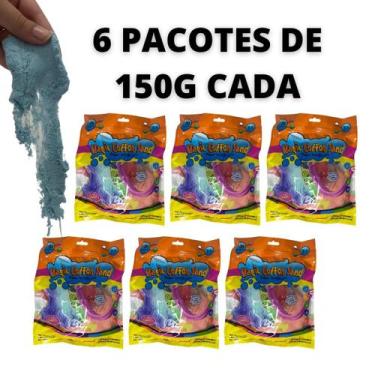 Imagem de Kit 6 Pacotes C/150G Areia Mágica Massinha Arenosa Modelar - Elite