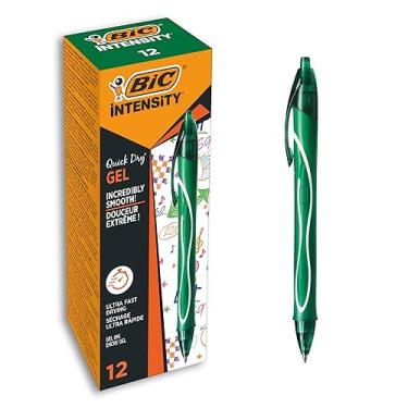 Imagem de BIC Canetas de gel de secagem rápida Gel-ocity, ponta média (0,7 mm) – Verde, caixa com 12 – Caneta retrátil com tinta de secagem ultrarrápida