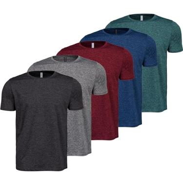 Imagem de Kit 5 Camisetas Masculina Dry Fit Academia Treino Fitness (BR, Alfa, G, Regular, Chumbo/Cinza/Vinho/Verde/Azul)