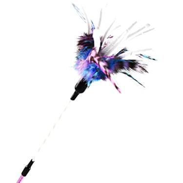 Imagem de Chewtoyo Bastão interativo para provocar gatos: brinquedo longo de penas falsas flexíveis interessantes, atividades coloridas, provocações engraçadas