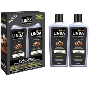 Imagem de Sallon Linda Kit Shampoo + Condicionador 240ml Cuidado Capilar Para Todos Tipos de Cabelo Cacheados Lisos Pós Quimica (Pós Química)