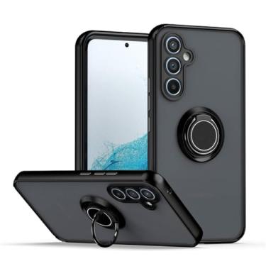 Imagem de Para Samsung Galaxy A54 A34 A14 5G Capa à prova de choque com suporte de anel de metal fosco Armadura Capa de telefone para Samsung A54 M14 M54 5g Capa traseira, preta, Samsung A14 4G 5G