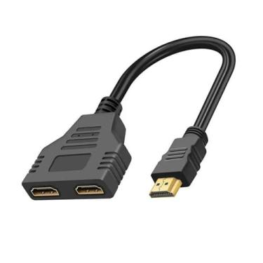 Imagem de HDMI Splitter Adapter Cable 1 Male To Dual HDMI 2 Way Female 4K 3D Y Splitter Cable Fit Compatible Laptp TV Monitor 1080P 1 In 2 Out