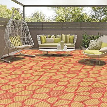 Imagem de Boulder Bee Tapetes de exterior | Tapete de palha de plástico | Tapetes de acampamento ao ar livre à prova d'água | Tapete de piquenique de secagem rápida | Tapetes de praia reversíveis sem areia | 1,2 x 8 pés | 1,2 kg