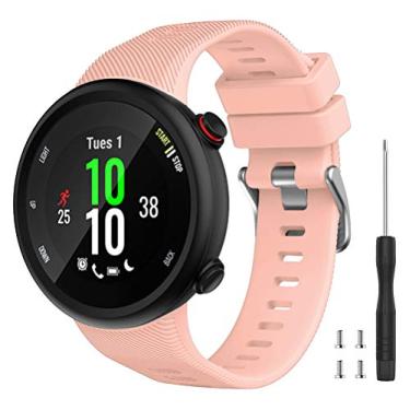 Imagem de Watbro Compatível com a pulseira Garmin Forerunner 45, pulseira de relógio esportiva de silicone macio, pulseira de fitness, pulseira para relógio inteligente Garmin Forerunner 45., rosa