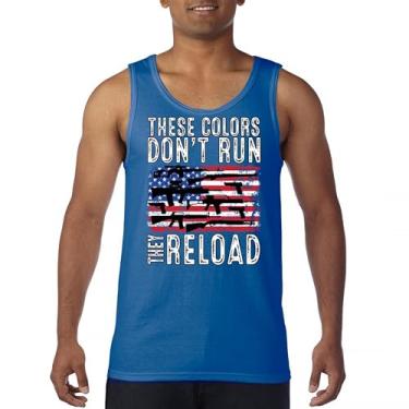 Imagem de Camiseta regata masculina These Colors Don't Run They Reload 2nd Amendment 2A Second Right American Flag Don't Tread on Me, Azul, P