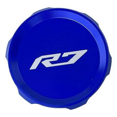 Imagem de Peças de acessórios para motocicletas CNC Billet Reservatório de Freio Frontal Tanque de Embreagem Cilindro Mestre Tampa de Óleo de Fluido Compatível com Yamaha YZF R7 2021 2022 2023 (AZUL)