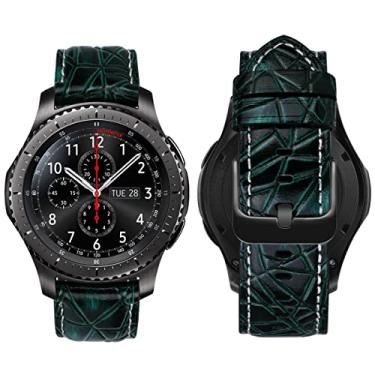 Imagem de MroTech Pulseira de 22 mm compatível com Samsung Galaxy Watch de 46 mm/Galaxy Watch 3 de 45 mm/Huawei Watch GT/GT2/GT 2e/GT3 de 46 mm para Gear S3 Frontier pulseira para homens e mulheres, estampa retrô verde