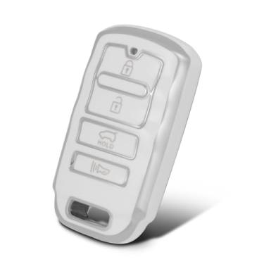 Imagem de WORCAS Capa de chave de TPU macio premium com padrão prata compatível com Kia 2014-2019 Cadenza, 2015-2018 K900 K7 K9 (prata branca)