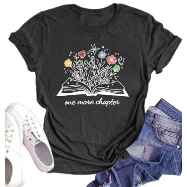 Imagem de Camisetas para amantes de livros, mulheres, professor, engraçado, flores silvestres, leitura de livros, estampa, casual, presente para professores, Cinza 2, XXG