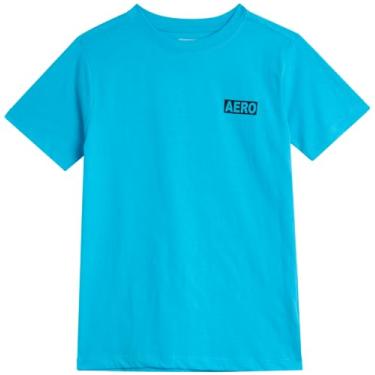 Imagem de AEROPOSTALE Camiseta para meninos - Camiseta infantil de algodão de manga curta - Camiseta clássica com gola redonda estampada para meninos (4-16), Riviera Blue, 4