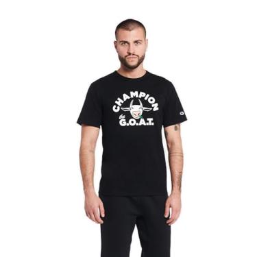 Imagem de Champion Camiseta masculina de manga curta com estampa The G.O.A.T (preto), Preto, M