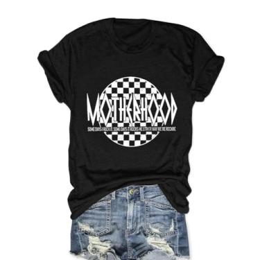 Imagem de Camiseta feminina mamãe vintage maternidade camisetas estampadas lindas camisetas de manga curta, Preto, M