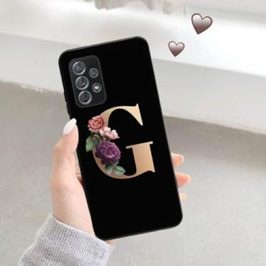 Imagem de Capa de telefone preta fosca macia para Samsung A52 A32 A72 A22 4G A52S A12 A42 5G 26 letras Capa inicial de flor, B07, para A42 5G
