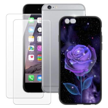 Imagem de MILEGOO Capa para iPhone 6 + 2 peças protetoras de tela de vidro temperado, capa ultrafina de silicone TPU macio à prova de choque para iPhone 6S (4,7 polegadas) rosa