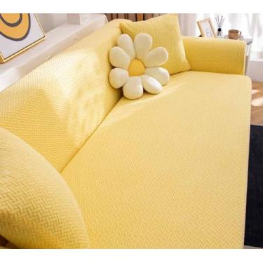 Imagem de Couch Covers Para Almofada Sofá Sala De Estar Alta Stretch Sofá Cover Animais De Estimação Cães Anti Slip Slipcovers Mobiliário Protector (Adequado para 90-118 inch,Laranja)