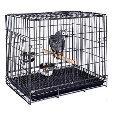 Imagem de Gaiola de transporte durável, fácil e portátil, dobrável, de metal para viagem ou veterinária, papagaio, pássaro, porta-pássaros, à prova de bicos, fácil de limpar, com tigelas alimentadoras de aço