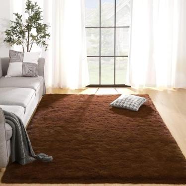 Imagem de Tapete Peludo Novo 1,00X1,50 Felpudo Decorativo Antiderrapante Para Casa Quarto Macio (MARROM LISO, 1,00x1,40)