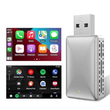 Imagem de Adaptador Carplay sem fio 2 em 1, adaptador automático Android sem fio, Plug and Play, conexão automática rápida, adaptador com fio para sem fio para Carplay com fio de fábrica, adaptador dongle sem