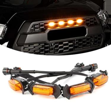 Imagem de UZZH 4 peças de luzes LED para caminhões, luzes LED âmbar com chicote de fios, luzes LED de grade frontal, kit de iluminação de grade frontal para Toyota Tacoma TRD PRO 2016-2019