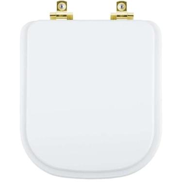 Imagem de Assento Sanitário Soft Close Misti Branco para vaso Icasa com Ferragem Dourada