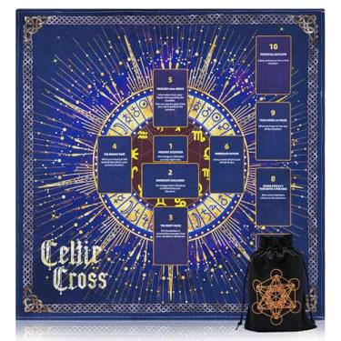 Imagem de Knana Altar Cloth Witchcraft Velvet Tarot Mat Tarot Cloth for Reading with Celtic Cross Pattern - Star