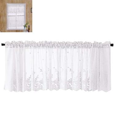 Imagem de Cortina Curta de café, Cortina de Janela de crochê de Renda Leve Respirável para Quarto para Casa (Branco #41)