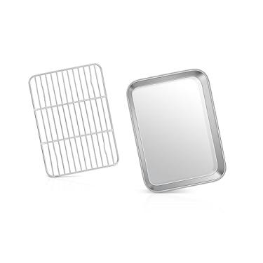 Imagem de Assadeira com conjunto de rack, torradeira de aço inoxidável Joyfair e suportes de resfriamento para biscoitos/gelatinas/bacon/carne, metal comercial e livre de ferrugem, lavável na lava-louças (22