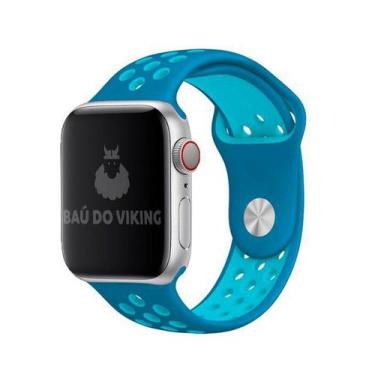 Imagem de Pulseira Furos Compatível Apple Watch - Baú do Viking, Azul Azul, 42-4