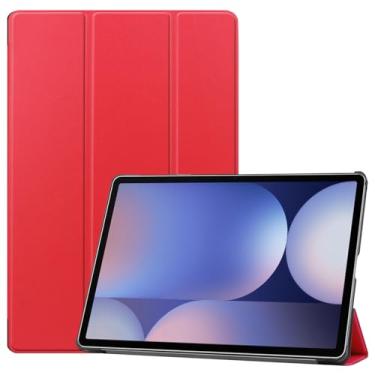 Imagem de Compatível com Samsung Galaxy Tab S10 Plus Case 12,4" 2024 SM-X820 Case Tri-Fold Smart Tablet Case, Capa protetora leve Hard PC Back Shell Slim Case Multi-View Angles, Auto Wake Sleep(Rojo)