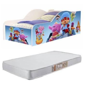 Imagem de Cama Carro Infantil Pocoyo Quarto Crianças Colchão Incluso - Móveis VG