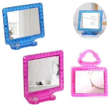 Imagem de 3 Espelhos De Mão e Mesa Dobrável Colorido p/ Maquiagem - New Goods