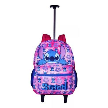 Imagem de Mochila bolsa escolar juvenil de rodinhas do stitch fofinho - lilo e s