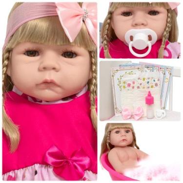 Imagem de Bebê Reborn Realista Menina Loira Linda Com Vários Itens - Cegonha Reb