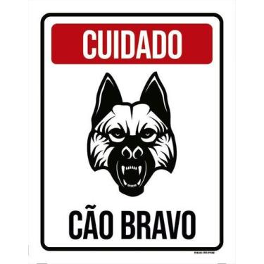 Imagem de Placa De Sinalização - Cuidado Cão Bravo 36X46 - Sinalizo