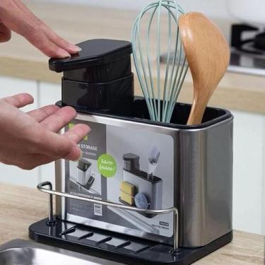 Imagem de Kit aço inox Dispenser Porta Detergente Esponja utensílios - SWEET HOM