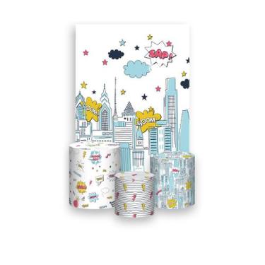 Imagem de Painel De Festa Vertical 1,50 x 2,20 + Trio De Capas Cilindro - Super 