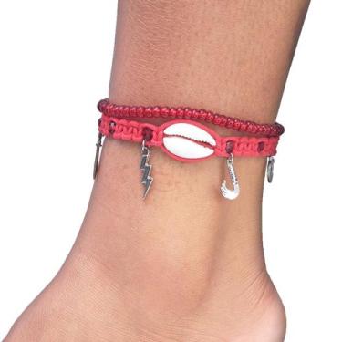 Imagem de Tornozeleira Iansã Vermelha Macramê Orixá Umbanda - Balaio de Santo