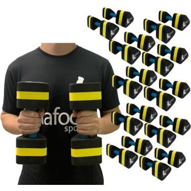 Imagem de Kit 10 Pares Halteres Hidroginástica em EVA 2 à 3kg DF1105-M Preto/Ama