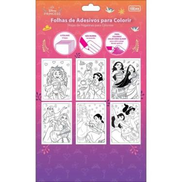 Imagem de Folha De Adesivo Para Colorir Princesas 6 Folhas Tilibra