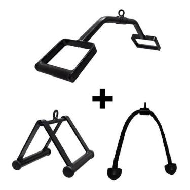 Imagem de Kit Puxador Corda Tríceps e Triangulo e Romano Curvado 70cm  - Rei do 
