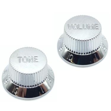 Imagem de Kit Knob Plástico tone e volume guitarra strato Cromado - SPIRIT