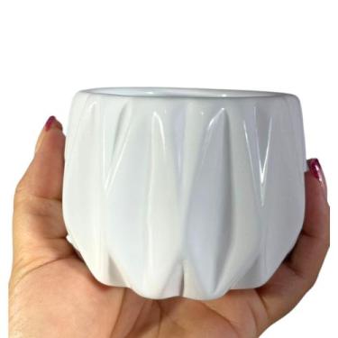 Imagem de Mini Vaso De Cerâmica Branco Diamond P Suculenta Pote 6 - FLORA FULL