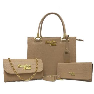 Imagem de Kit Castelo Croco Bolsa Feminina Grande Carteira e Bolsa Tira Colo 3 P
