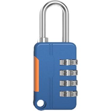 Imagem de 1 cadeado azul com 4 dígitos, cadeado de combinação com senha, mini cadeado de bagagem para mochila, escola, academia, armário, caixa de ferramentas, cadeados e ferrolhos, cadeado escolar
