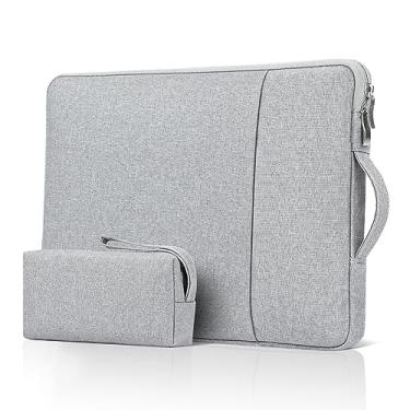 Imagem de JOOEER Capa para laptop de 11 polegadas com alça para laptop MacBook Air de 11 a 11,6 polegadas, bolsa protetora de poliéster portátil com bolso para acessórios, cinza