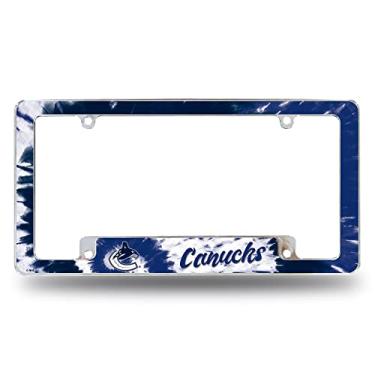 Imagem de Rico Industries Moldura de placa automotiva NHL Vancouver Canucks Tie Dye 30,48 cm x 15,24 cm cromada para carro/caminhão/SUV