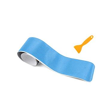 Imagem de Protetor de para-choque traseiro do carro, adesivo antiarranhões de fibra de carbono para proteger a borda da porta do carro, protetores de cobertura de guarnição de entrada da porta do peitoril do tronco, acessórios exteriores universais para a maioria dos carros, SUVs (azul claro)