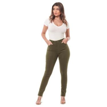 Imagem de Calça Feminina Skinny Jeans Sarja Com Elastano Ajusta Ao Corpo Costura
